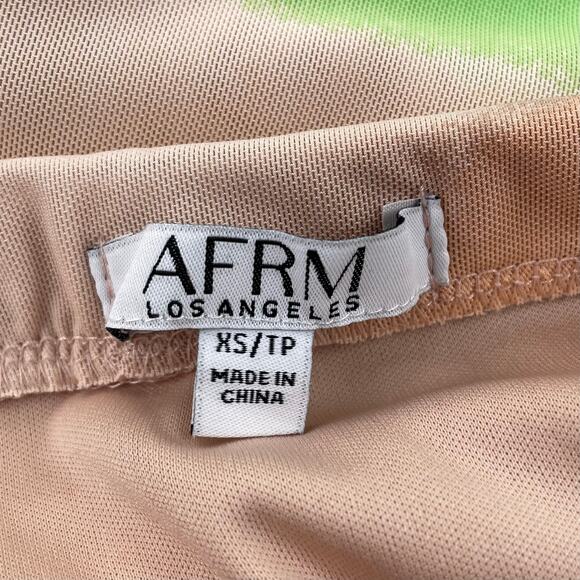 AFRM Skirt Size XS Lime Green Ombre Mesh Midi Pull On Stretchy Psychedelic Retro - Picture 3 of 14